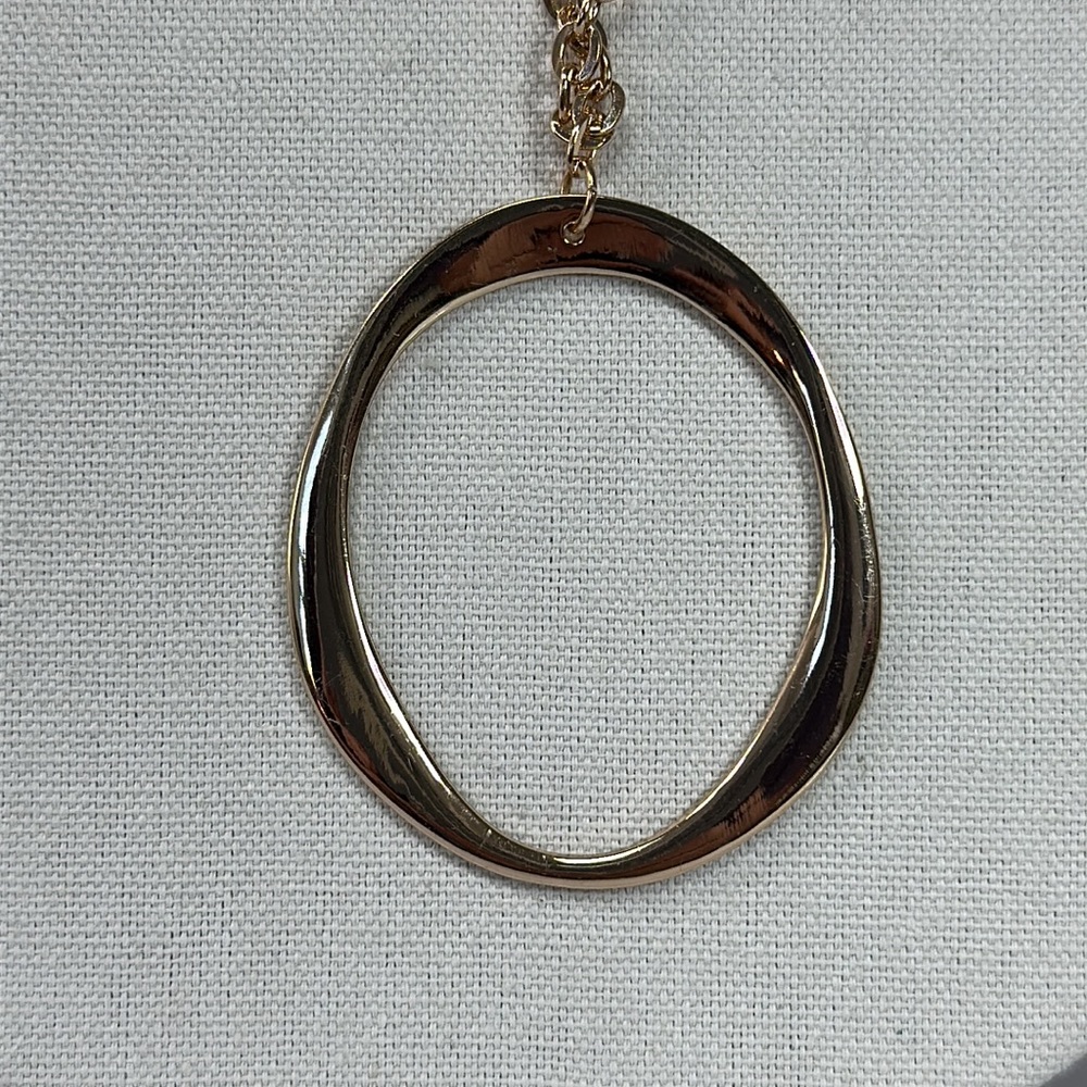 Long modernist goldtone statement necklace - Picture 5 of 5